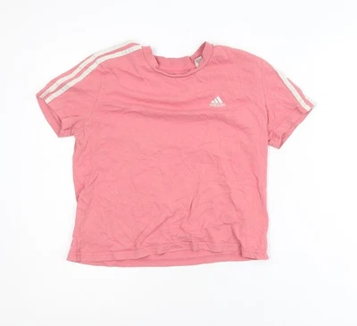 Adidas Girls Pink XS Short Sleeve Crew Neck Cotton T-Shirt - Image 1 of 4