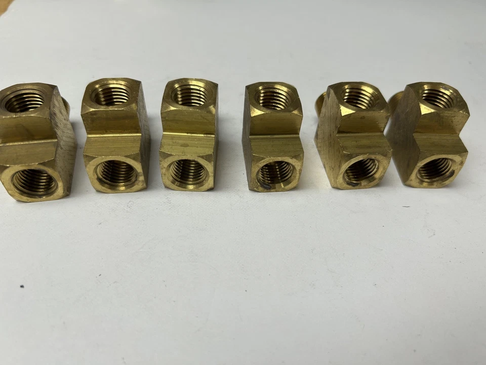 6 Pack 1/4" NPT Solid Brass Branch Tee Fitting 3 Way W/ 2 Female & 1 Male Thread - Image 3 of 4