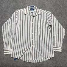Vintage 80s 90s Towncraft Jc Pennys Shirt Size 15.5 L 34/35 Striped Broadcloth
