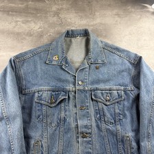 Vintage UPS United Parcel Service Blue Denim Trucker Jacket Men Large Embossed