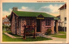 Tourists’ Information Office Alpena Michigan Linen Postcard 1938