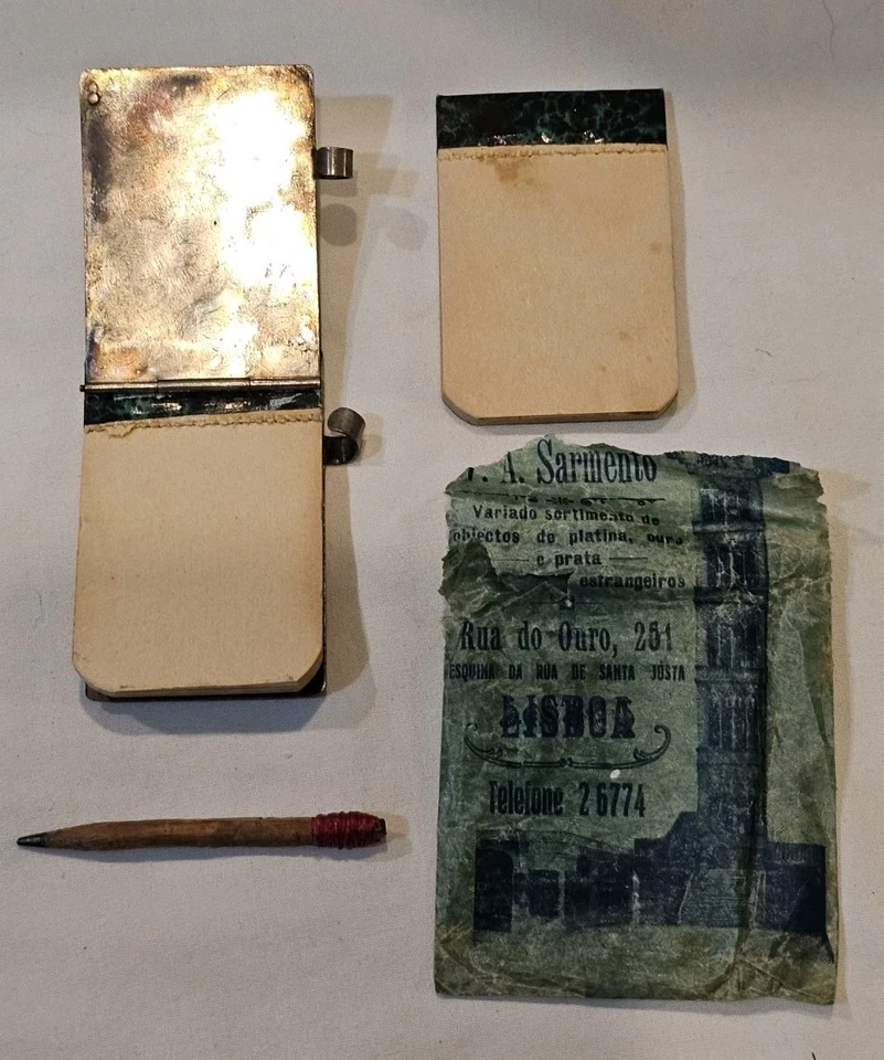 ¿Antiguo bloc de notas de plata de ley? Mini pintura esmaltada estampada para dama  Foto 2 de 4