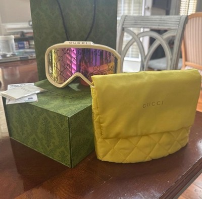 NWT GUCCI 1210S Ski Goggles - Ivory / orange
