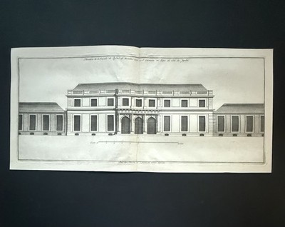 Antiker Gravur klassisches Schloss Elevation Design 18. Jahrhundert