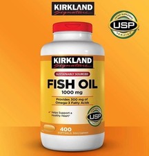 Kirkland Signature Fish Oil 1000mg 400 Softgels Omega-3 EPA DHA USP - EXP 01/28