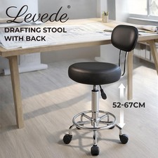 Levede Swivel Drafting Chair Round Rolling Bar Stool Leather Adjustable Office