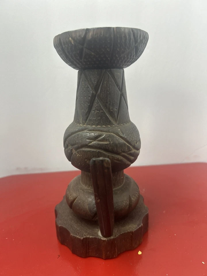 Unique RARE Vintage Rustic Wooden PILLAR CANDLE HOLDER Collectable Made In Spain - Image 3 of 4