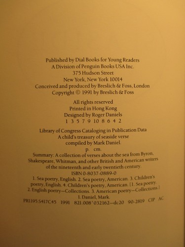 children's poetry A CHILD'S TREASURY OF SEASIDE VERSE edited Mark Daniel hc 1991 - Imagen 4 de 12