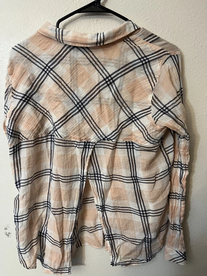 C&C CALIFORNIA Blue Pink Plaid Button Up Shirt L Womens Long Sleeve Top - Image 2 of 4