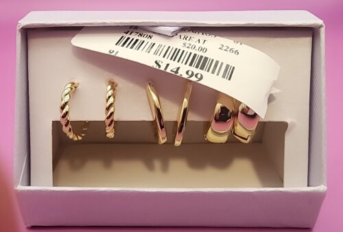 Gold Cake Earrings - 3 sets - hoops - brass - Create your own earring story