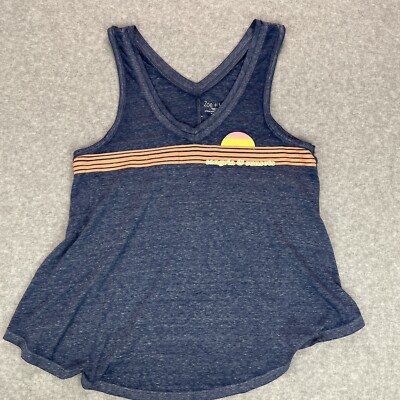 Zoe + Liv Tank Top Womens Size Small Blue V-Neck Sangria and Sunsets Soft Flowy