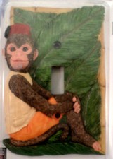 African Empire Monkey With Palm Leaves Light Switch Cover Room Decor