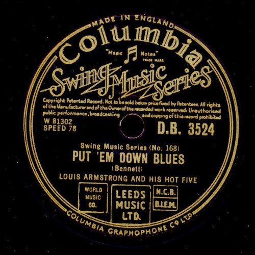 LOUIS ARMSTRONG & HOT 5 I'm not rough /Put 'em down blues Schellack 78rpm X4306 - Picture 2 of 2