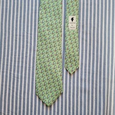Vineyard Vines - Men's Light Green Sailing Boats Patterned Silk Neck Tie - New