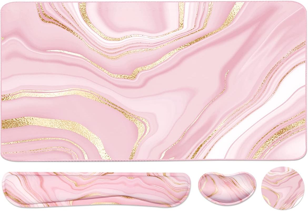 Extended Keyboard Mouse Pad Set with Memory Foam Wrist Rest Support-image