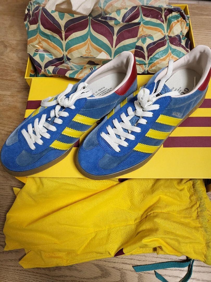 GUCCI x adidas GAZELLE Sneakers Blue Size US 8 Made in Italy | eBay