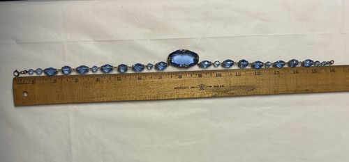 Collana vetro ceco tono argento blu bambino polvere retro aperto vintage - Foto 13 di 14