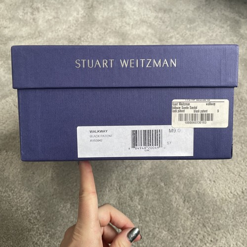 Stuart Weitzman Walkway Black Patent Leather Block Heels Sandals NWB Size 9  $485 | eBay