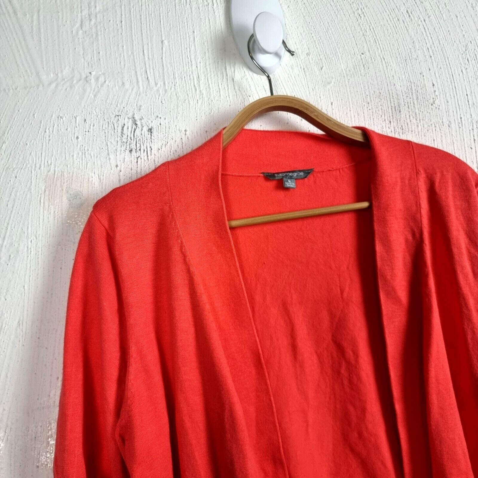 SUZANNE GRAE Womens Crop Cardigan Size L Orange Short Sleeve Open Front |  eBay