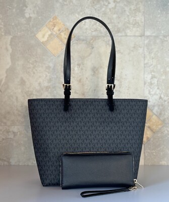 Michael Kors Jet Set Travel MD Double Pocket Tote Shoulder Bag +