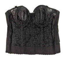 GODDESS 34 B Black Floral Lace Longline Bustier Bra Lingerie GD0689BLK Strapless