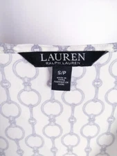 Lauren Ralph Lauren Black Label White Wrap Blouse Women’s Size S/P Chain Print