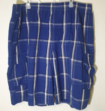 Shaka Wear Blue White Black Plaid Checker Pattern Cargo Short 5XL