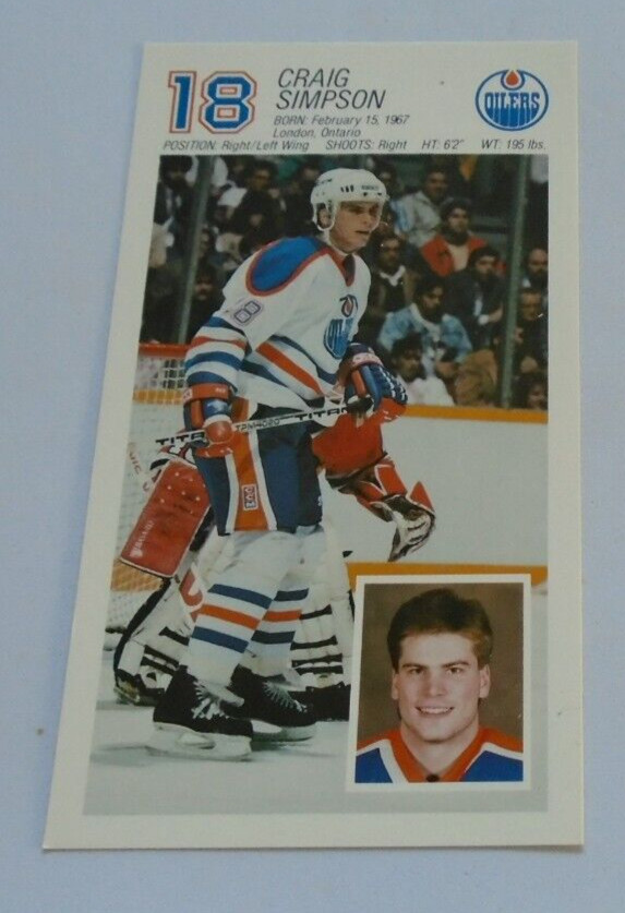 Edmonton Oilers Craig Simpson # 18 player photo 9x4 #2