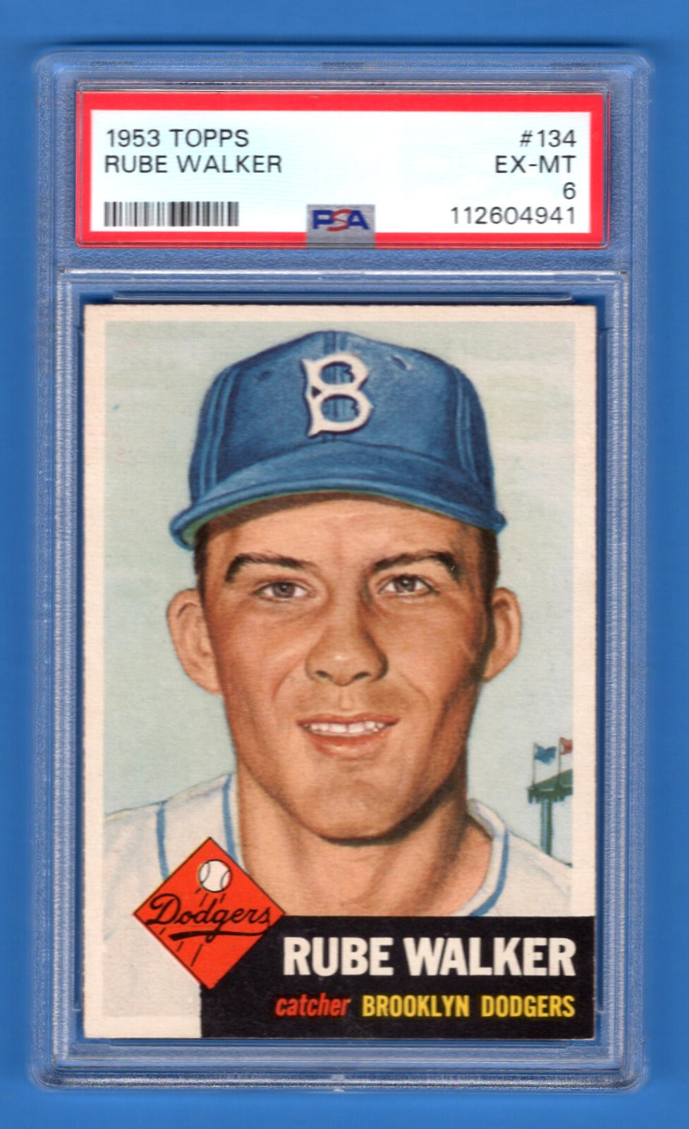 1953 TOPPS Rube Walker # 134 PSA 6 EXMT