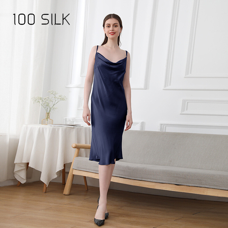 19 Momme Pure Silk Slip Dress Sleepwear Charmeuse For Women Mulberry