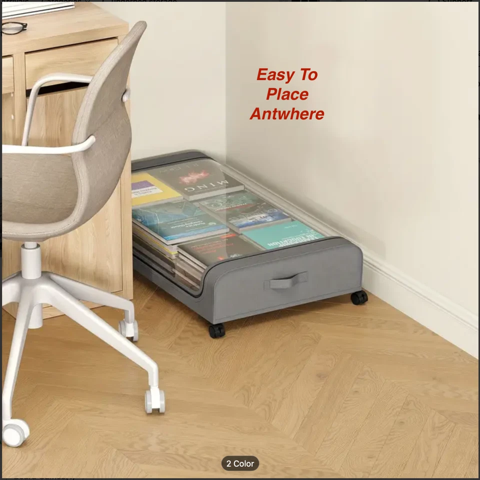 Large Organizer Under Bed Storage Container with Wheels Clothes Drawer Roling UK - Image 3 of 4