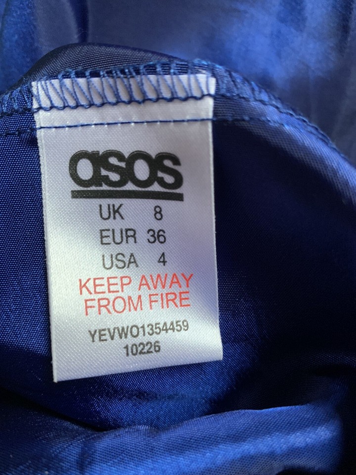 ASOS Blue and Black Striped Puffy Mini Dress with Bow Size UK 8/US 4