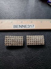 MUSI Shoe Clips VINTAGE Clear Rhinestone Five Rows Rectangle LYB