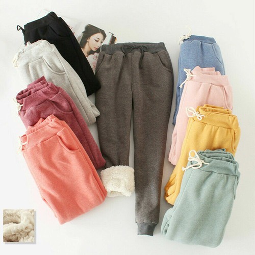 Women Sherpa Harem Pants Fleece Lined Trousers Winter Warm Casual Thick - Picture 2 of 21