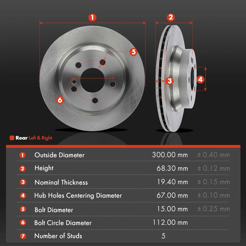 Rotor de freno de disco delantero y trasero y pastillas de freno de cerámica para Mercedes-Benz CLS500 E550 Foto 3 de 4