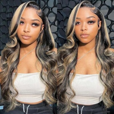 BestFun FB/27  Highlight Lace Front Wig Human Hair Pre Plucked 220% density