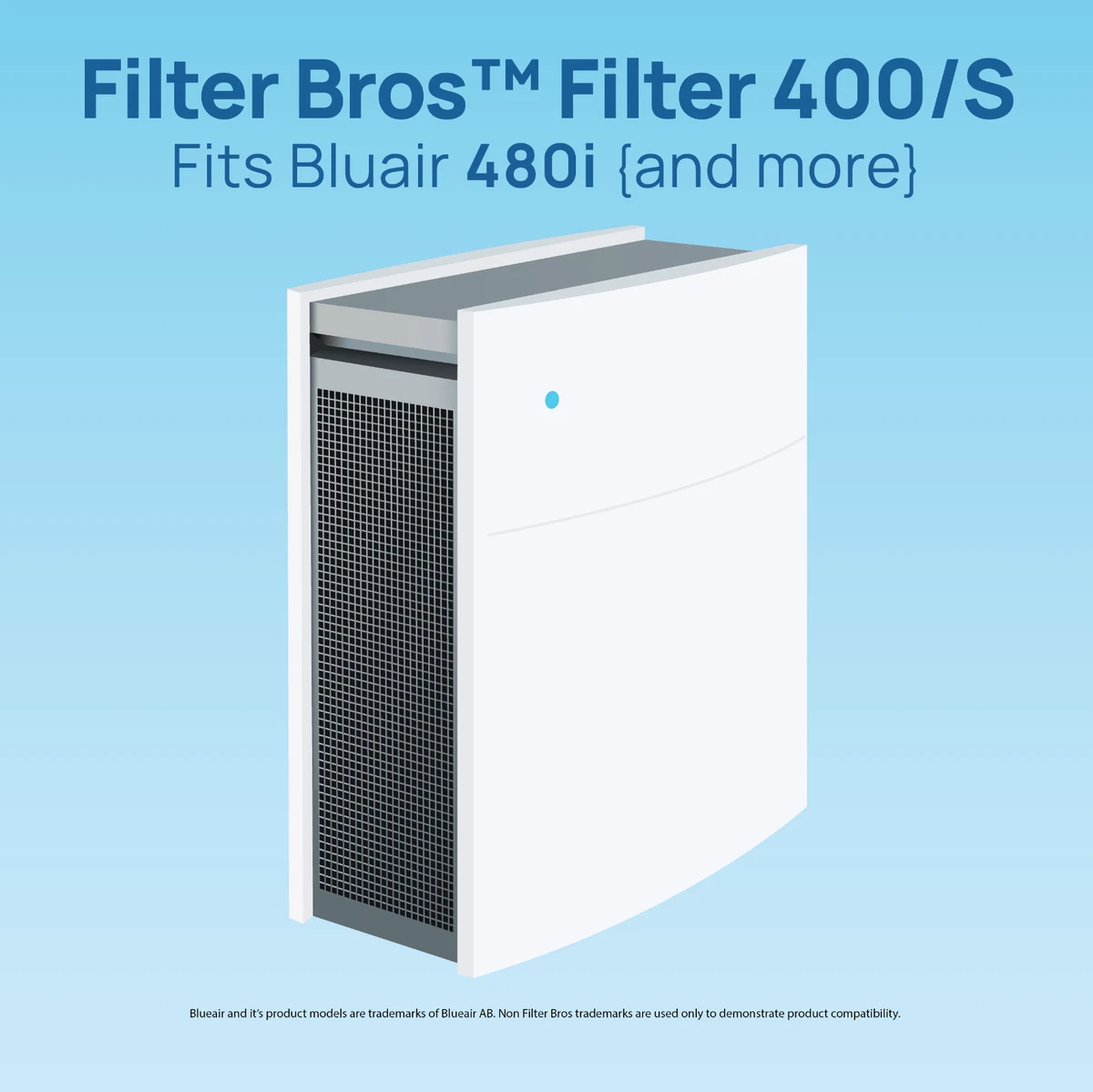 FilterBros BA400 Compatible With BLUEAIR 400 HEPA Replacement Filter Blue Sky