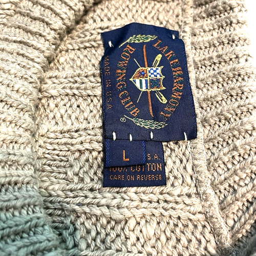 Vintage Lake Harmony Rowing Club Men's Chunky Knit 90’s Sweater Large Ivory USA - Picture 6 of 13