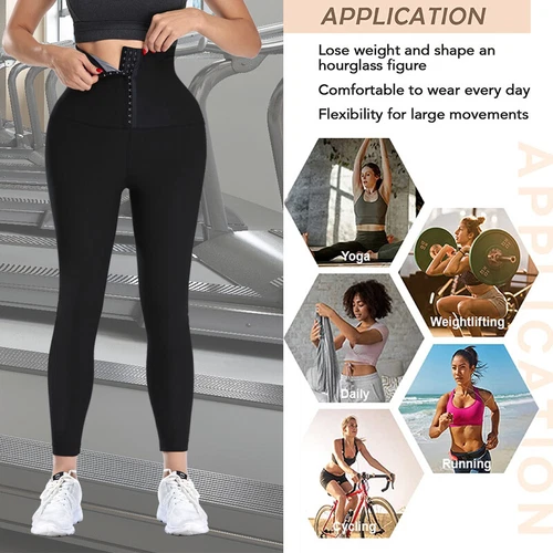 Damen Thermo Sauna Leggings Bauchweg Schwitzhose Abnehmen Laufhosen Sporthosen - Bild 20 von 35