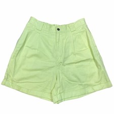 Vintage Liz Claiborne Lizsport Womens Lime Green Pleated Shorts - Size 25 x 4