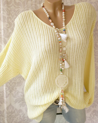 38 40 42 44  leichter oversize Pullover Strickpullover GELB