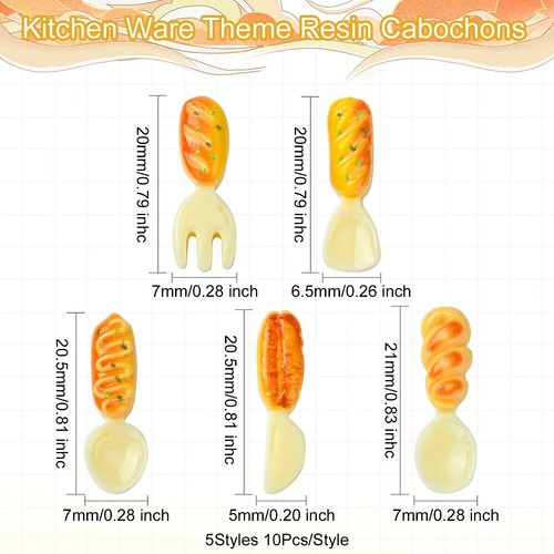 50pcs Kitchen Ware Resin Cabochons Resin Tableware Flatback Charms for DIY - Picture 2 of 7