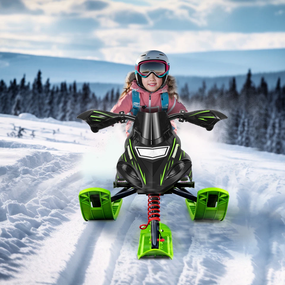 Lenkschlitten für Kinder Schlitten mit Fußbremsen automatisches Zugseil bis 90kg - Bild 3 von 4