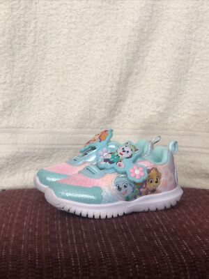 Nickelodeon Paw Patrol Sneakers Toddler Size 7 Teal/ Pink Hook & Loop Closure