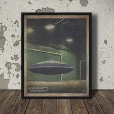 Vintage UFO NORTHROP GRUMMAN Wall Art, Aerospace UAP Disclosure Decor Poster