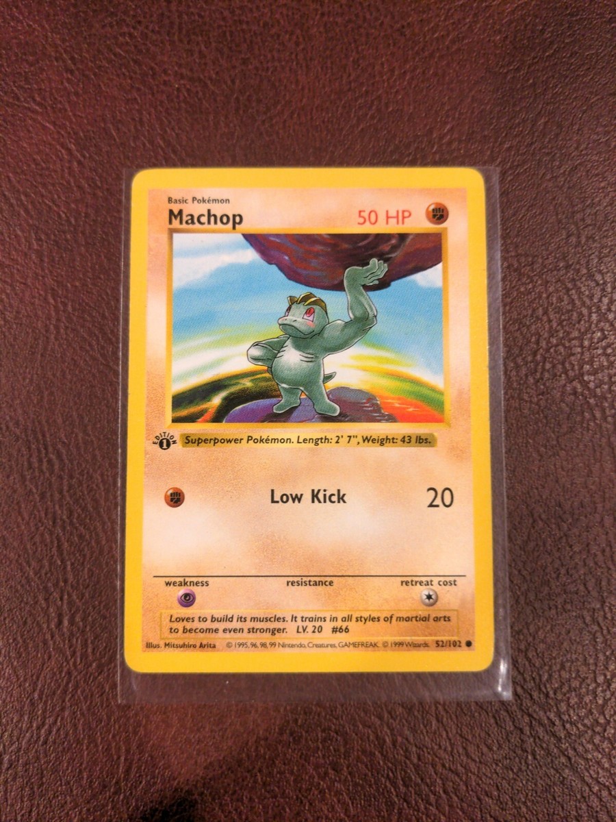 machop 52/102 Pokemon 1st Edition Base Set Shadowless Mint 9 or 10