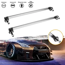 2pcs Silver Alloy Front Bumper Lip Splitter Strut Rod Tie Bars For Nissan Rogue