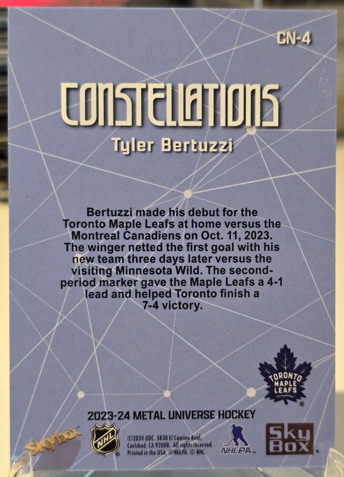 Tyler Bertuzzi 2023-24 Skybox Metal Universe Constellations #CN-4 Toronto - Image 2 of 2