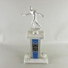HORSESHOE TROPHY AWARD 13.5" TALL  marble Base Blue