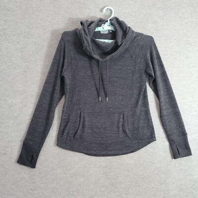 Athleta Women Sweatshirt Small Gray Techie Sweat Hoodie Cowl Neck Pullover